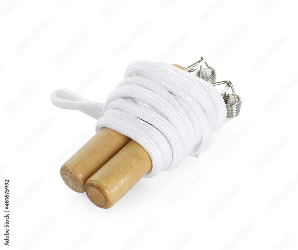 Skipping rope on white background. Sports equipment