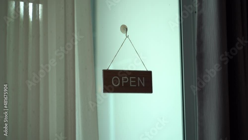 Open and close plate hanging on the door
