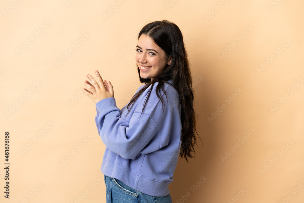Young caucasian woman over isolated background scheming something Young caucasian woman over isolated background scheming something