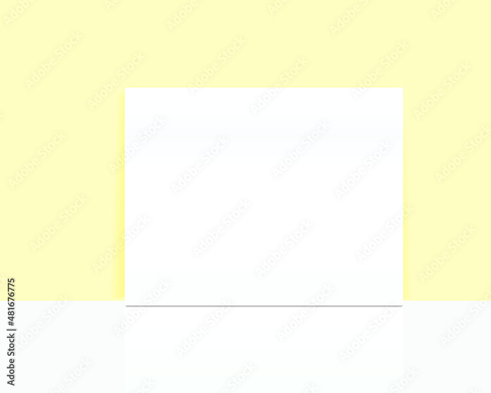 Mock up poster on yellow background wall Mock up poster on yellow background wall