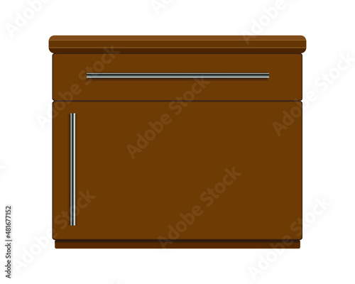 Modern bedside nightstand isolated on a white background
