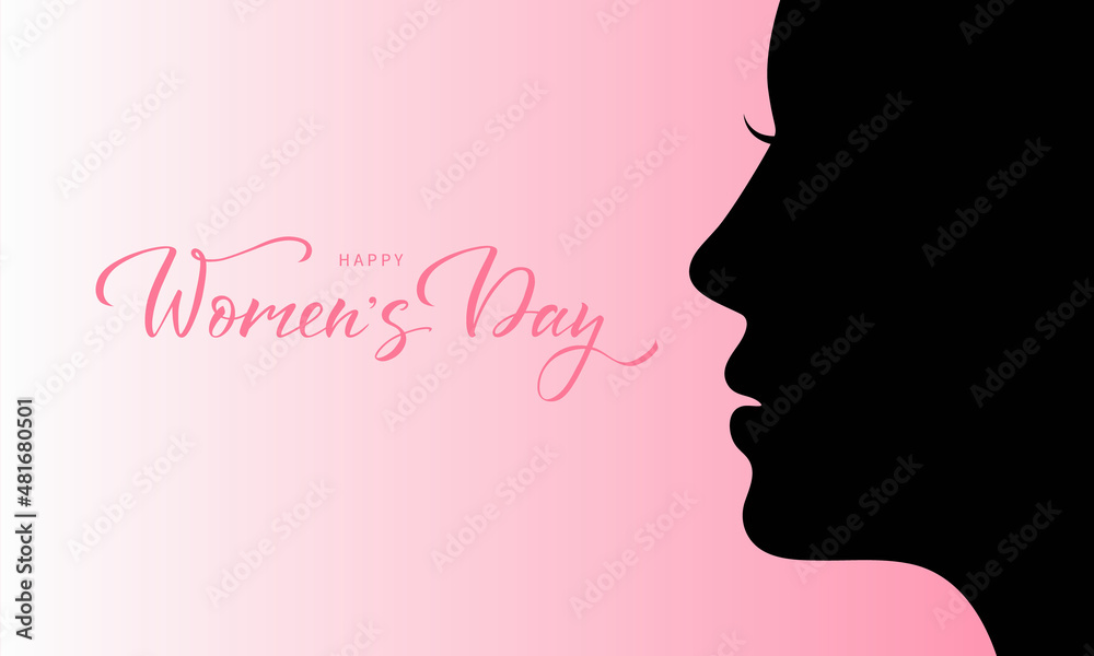 The concept of a vector illustration of the International Women's Day on March 8, a woman's head in black can be used for a landing page, template, poster, banner, leaflet