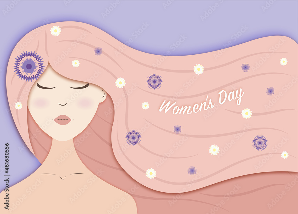Young girl. International Women's Day card Young girl. International Women's Day card