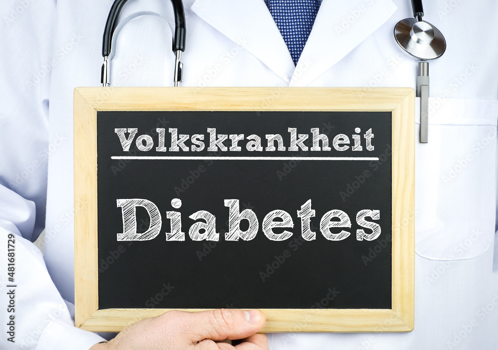 Volkskrankheit Diabetes - Doktor mit Tafel Volkskrankheit Diabetes - Doktor mit Tafel