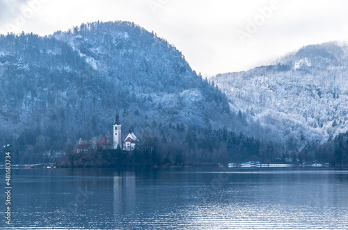 Lake Bled at winter, Slovenian Alps