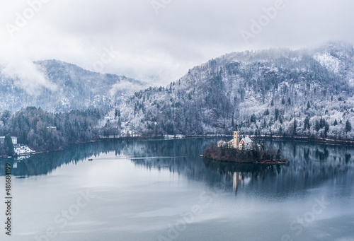 Lake Bled at winter, Slovenian Alps © Nemanja