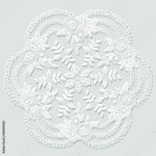 Vector White Doily Frame Lace Design photo
