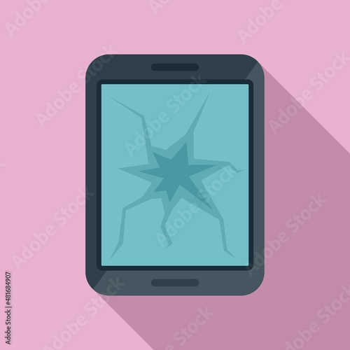 Tablet broken screen icon flat vector. Repair mobile