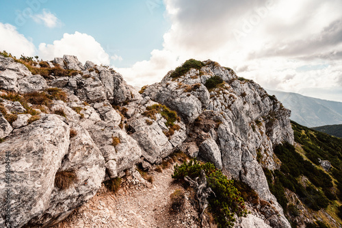 Hill Sivy Vrch and rocks called Radove Skaly in Western Tatras, Slovakia.  Western Tatras in Slovakia mountain landscape. photo