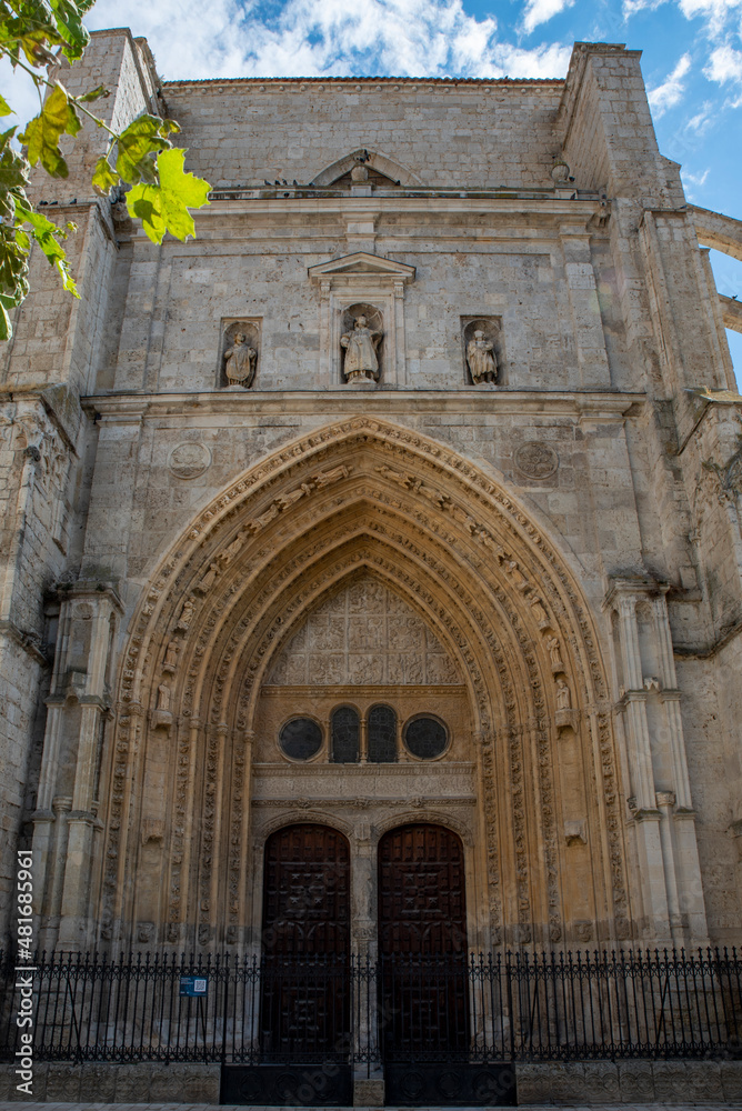 Door and arch cathedral of Palencia, Spain..