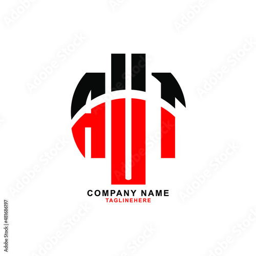 AUT letter design. AUT letter logo design with white background. AUT creative letter logo with two colors.
