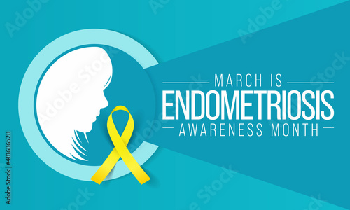 Endometriosis awareness month is observed every year in March, is a painful condition where endometrial tissue grows outside the uterus. Vector illustration