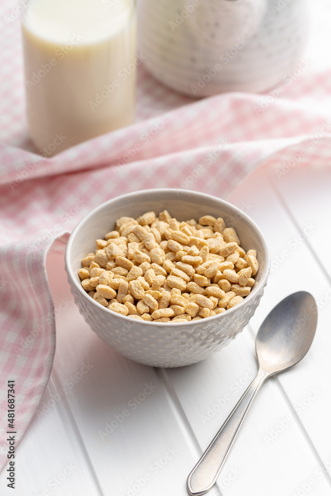 Breakfast cereals. Oat pops in bowl. Breakfast cereals. Oat pops in bowl.