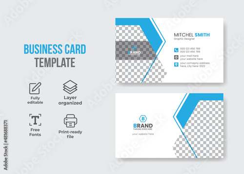 Cyan color clean modern business card design template