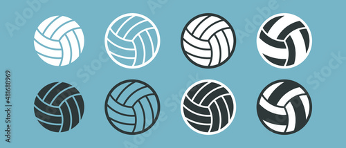 Volleyball Vector Set Icon Vintage Sport Ball Collection 