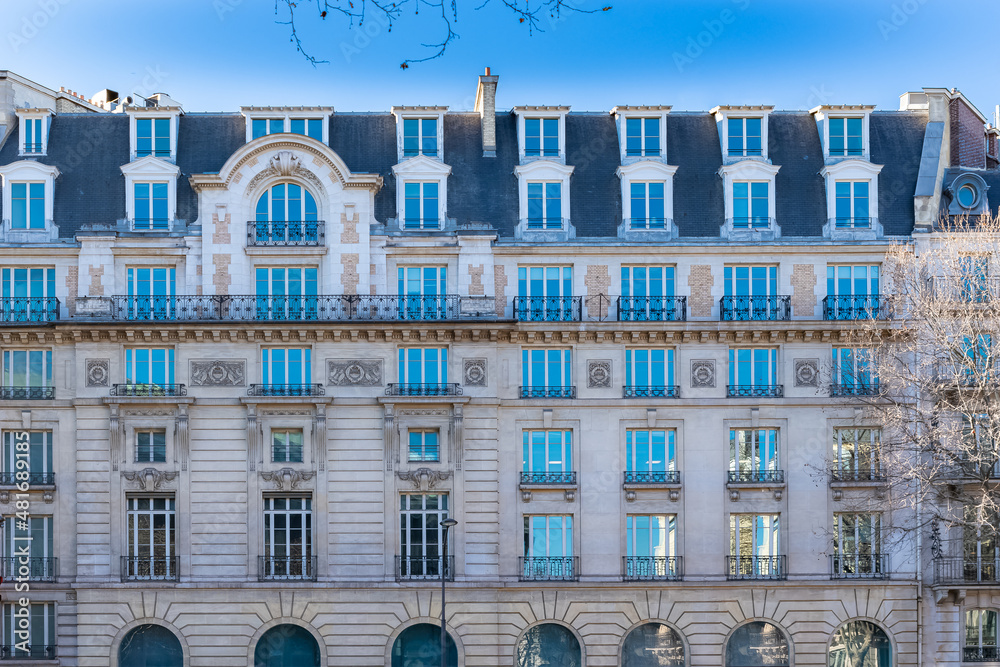 Paris, beautiful building rue Royale, in a luxury district 
