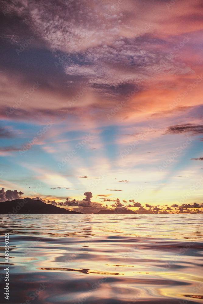 Beatifull sunset on Seychelles Islands