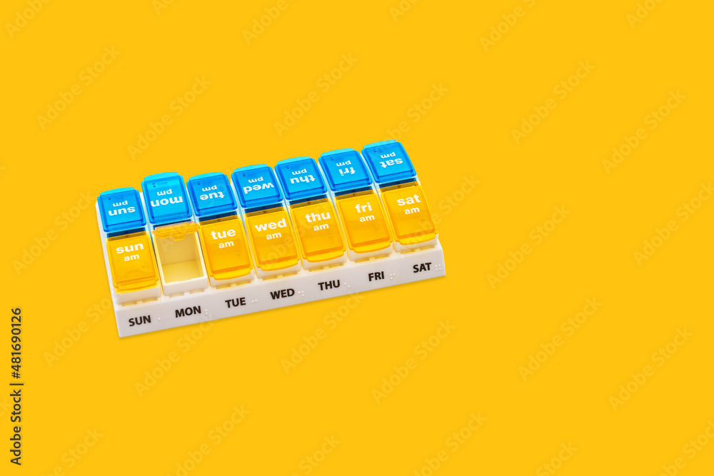 Daily medication pill container reminder for a week with AM PM Daily medication pill container reminder for a week with AM PM