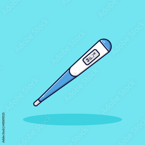 Digital Thermometer Vector Illustration. Object. Medical Tools. Flat Cartoon Style Suitable for Icon, Web Landing Page, Banner, Flyer, Sticker, Card, Background, T-Shirt, Clip-art