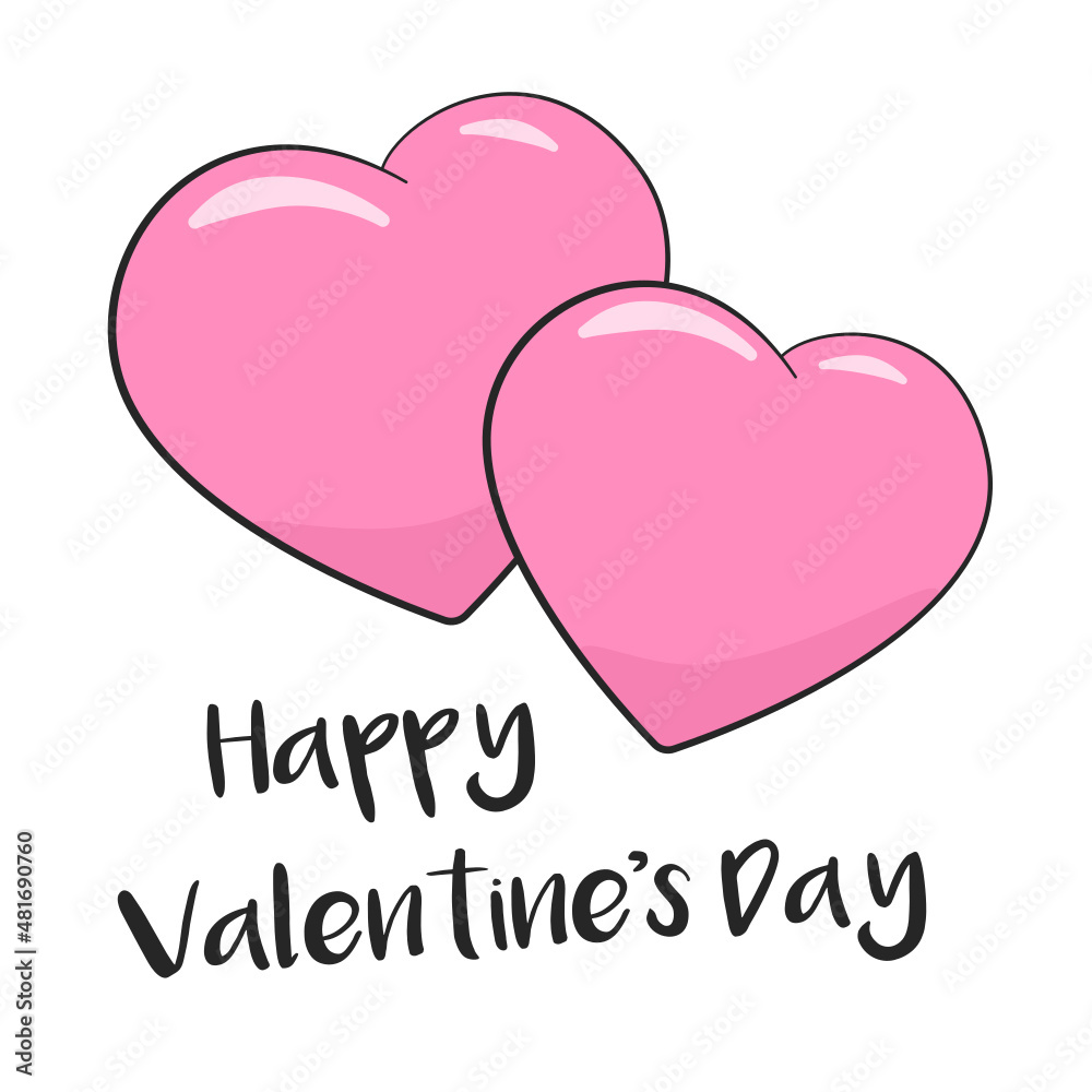 Pink hearts. Happy Valentine's Day. Vector