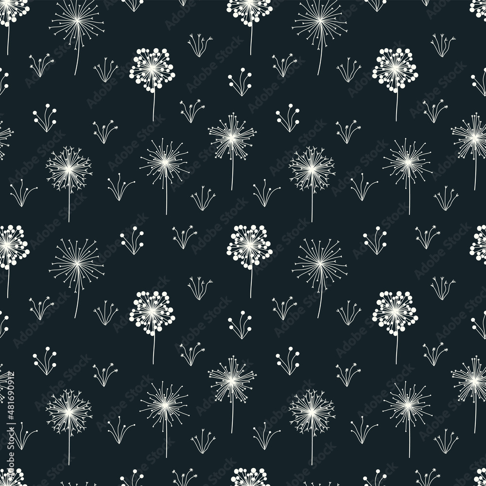 A set of seamless backgrounds with doodle flowers, vector graphics. 1000x1000 A set of seamless backgrounds with doodle flowers, vector graphics. 1000x1000