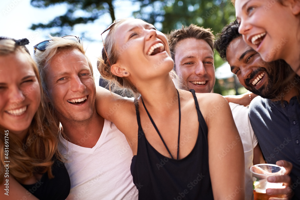 Laughter brings them closer. Cropped shot of friends at the Skanderborg festival. Laughter brings them closer. Cropped shot of friends at the Skanderborg festival.