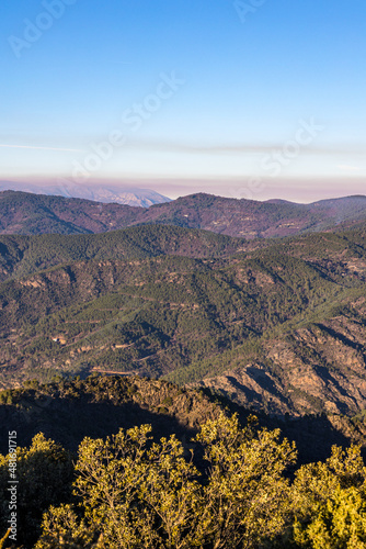 Vue sur les montagnes des C  vennes depuis le Signal Saint-Pierre  Occitanie  France 