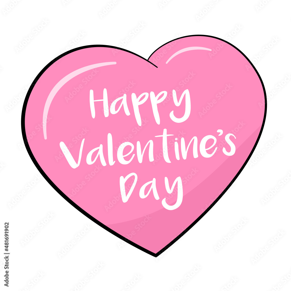 Pink heart with sentence Happy Valentine's Day, vector