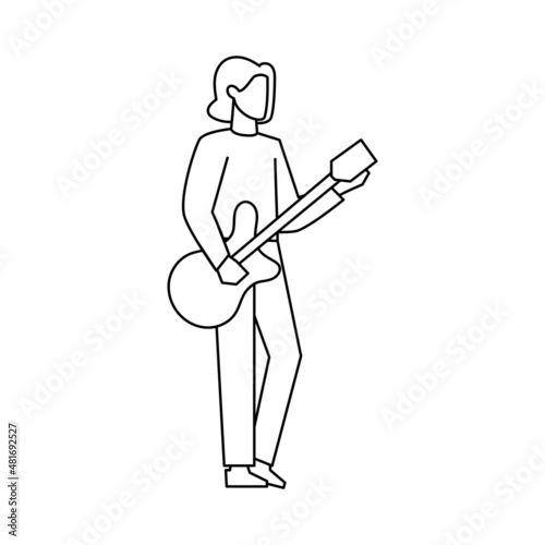 Isolated man guitar draw people activities vector illustration