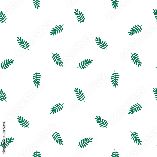 Seamless pattern with green twigs. Abstract minimalistic background. Pattern for textiles, wrapping paper. Vector illustration