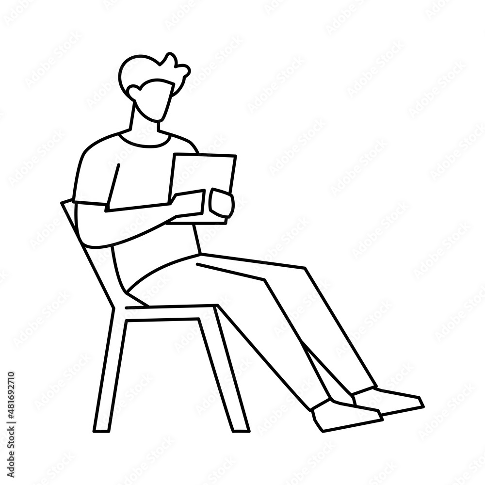 Fototapeta premium Isolated man tablet draw people activities vector illustration