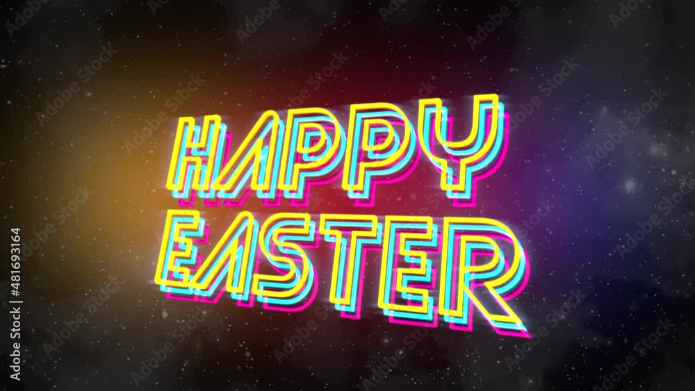 Happy Easter with stars in sky, motion abstract holidays, futuristic and cyberpunk style background Happy Easter with stars in sky, motion abstract holidays, futuristic and cyberpunk style background