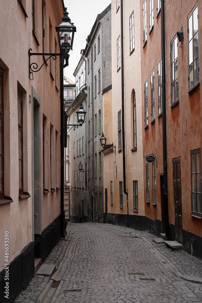 Fototapeta premium Narrow street in old town Stockholm