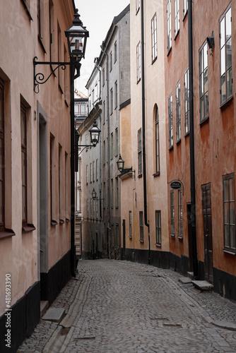 Narrow street in old town Stockholm