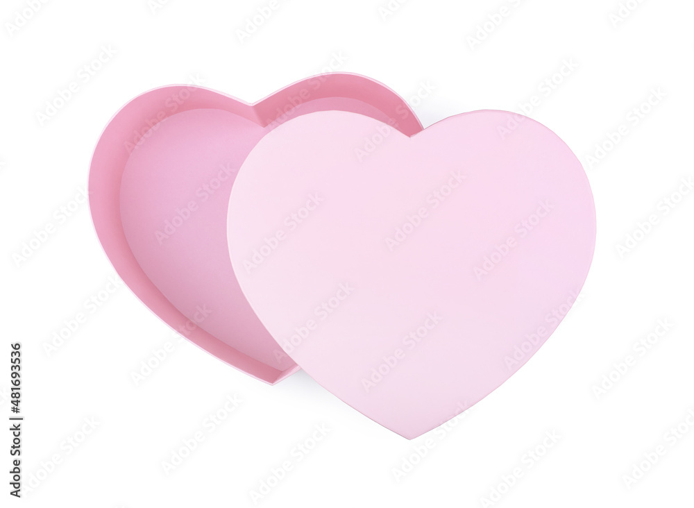 pink heart shaped gift box isolated on white background