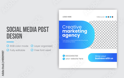 Professional creative marketing agency social media post and web banner design, promotional banner design template