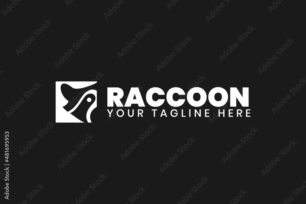 Raccoon logo design element, simple icon raccoon vector