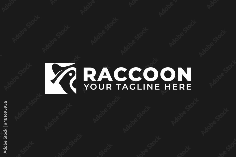 Raccoon logo design element, simple icon raccoon vector