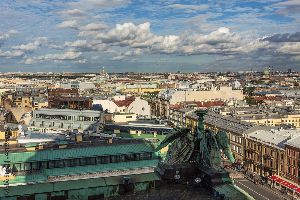 Top view of a part of the city of St. Petersburg in the Admiralteisky district