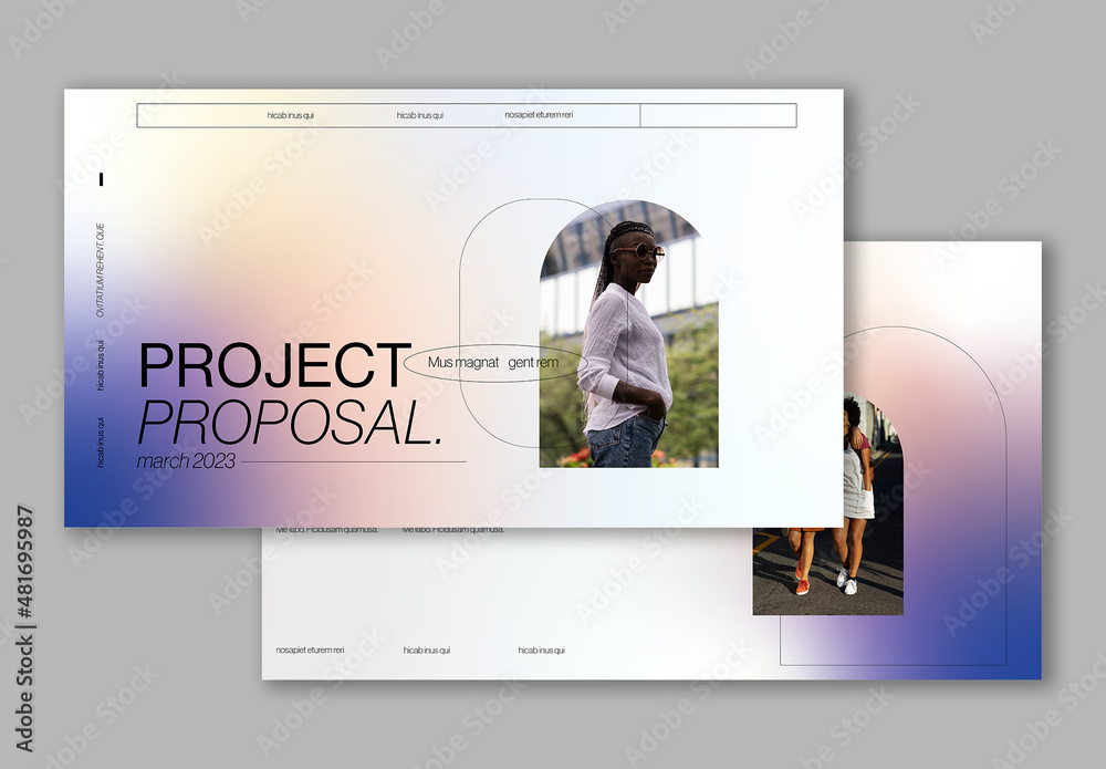 Pitch Deck Layout with Gradient Accents Stock Template | Adobe Stock
