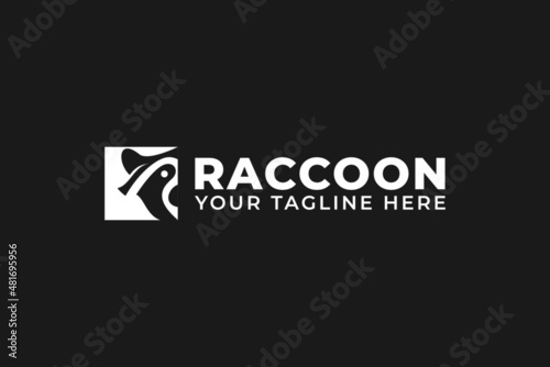 Raccoon logo design element, simple icon raccoon vector