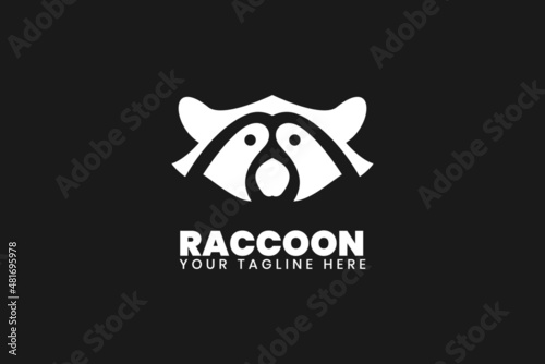 Raccoon logo design element, simple icon raccoon vector