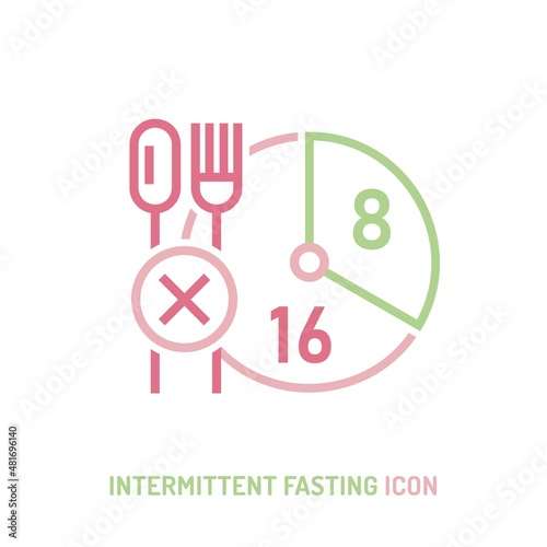 Intermittent fasting icon. Personal diet plan logotype