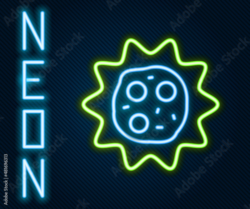 Glowing neon line Virus icon isolated on black background. Corona virus 2019-nCoV. Bacteria and germs, cell cancer, microbe, fungi. Colorful outline concept. Vector