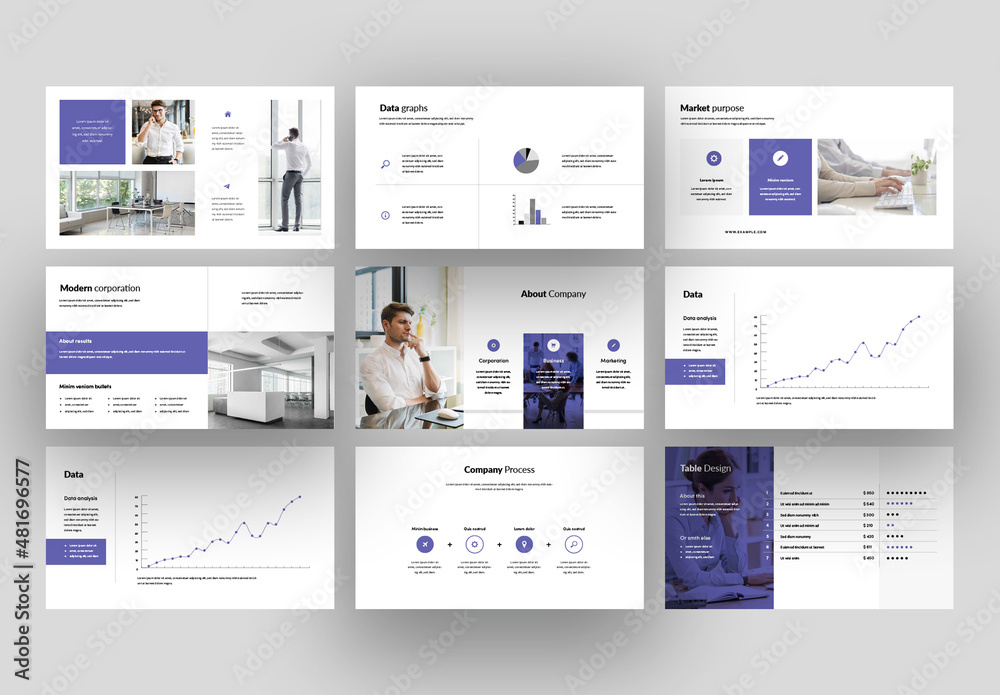 Corporate Slide Layouts with Very Peri Color Accent Stock Template ...