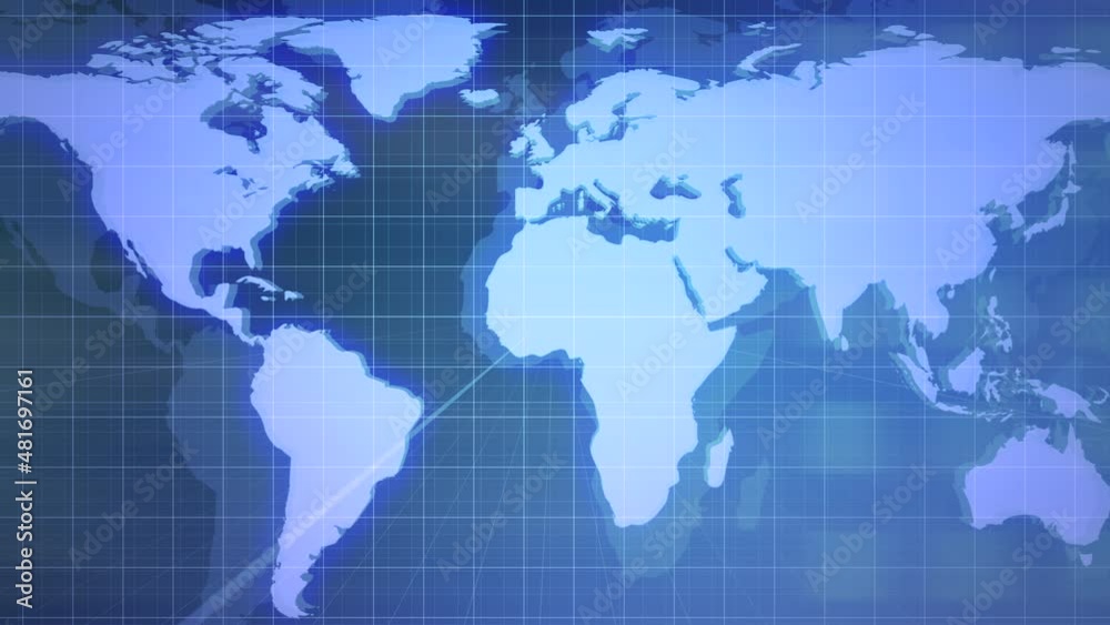 Newsroom with global map on blue grid, business, corporate and news style background Newsroom with global map on blue grid, business, corporate and news style background