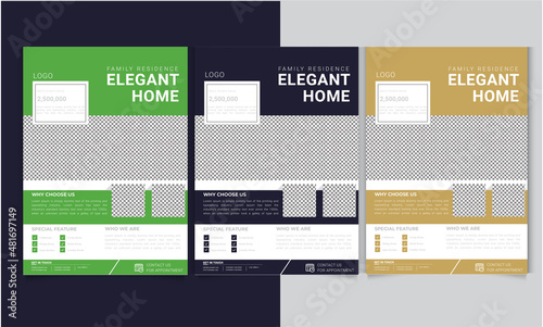 Modern Elegant Home Sale Real Estate Flyer Template with multicolor, ready to print and easy to print. Flyer Template Geometric shape used for business poster layout, corporate banner.
