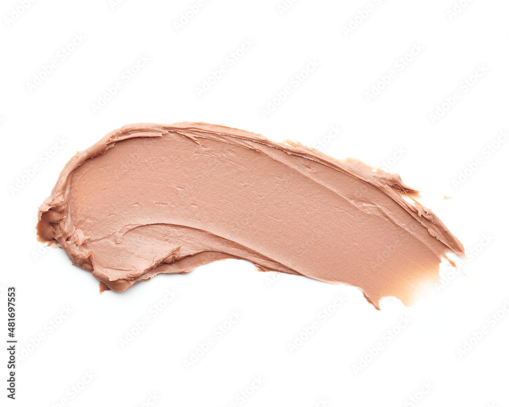 Rich and creamy cosmetic clay texture sample isolated on a white background. Thick and coarse cream scrub. Rich and creamy cosmetic clay texture sample isolated on a white background. Thick and coarse cream scrub.