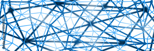 Breite Grafik eines Netzwerks in blauer Farbe vor weißem Hintergrund