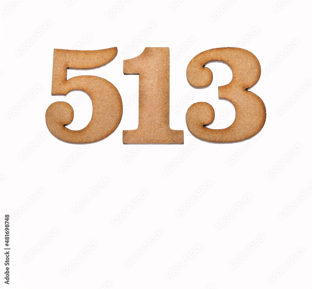 Number 513 - Piece of wood isolated on white background Number 513 - Piece of wood isolated on white background